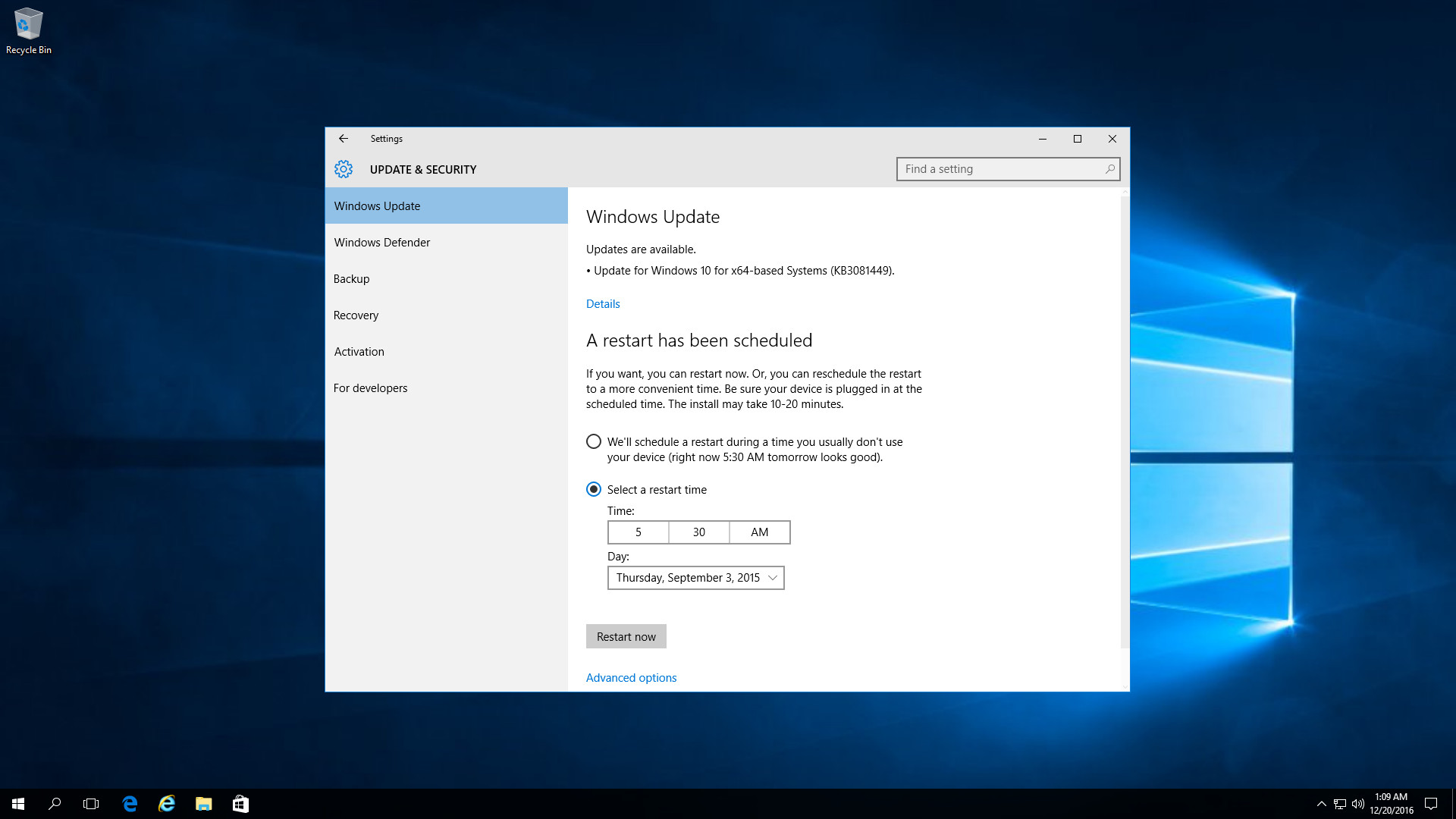 Featured image for Stop Windows 10 from restarting automatically due to Windows Update settings
